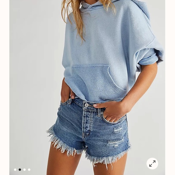 Free People High Rise Raw Hem Jean Shorts - Picture 13 of 14